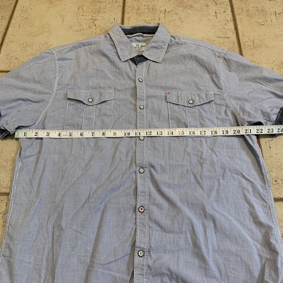 Thread & Cloth Men's Short Sleeve Button-Up Shirt - Blue & White Micro Stripe- L - Picture 4 of 6